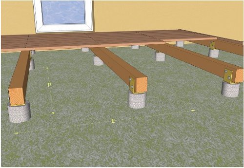 Pose d’une terrasse en bois sur plots en béton Pose d’une terrasse en bois sur plots en béton