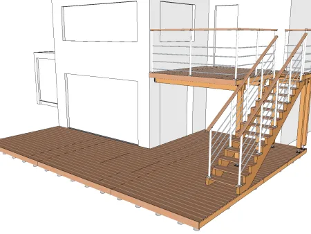 Terrasse bois sur deux niveaux