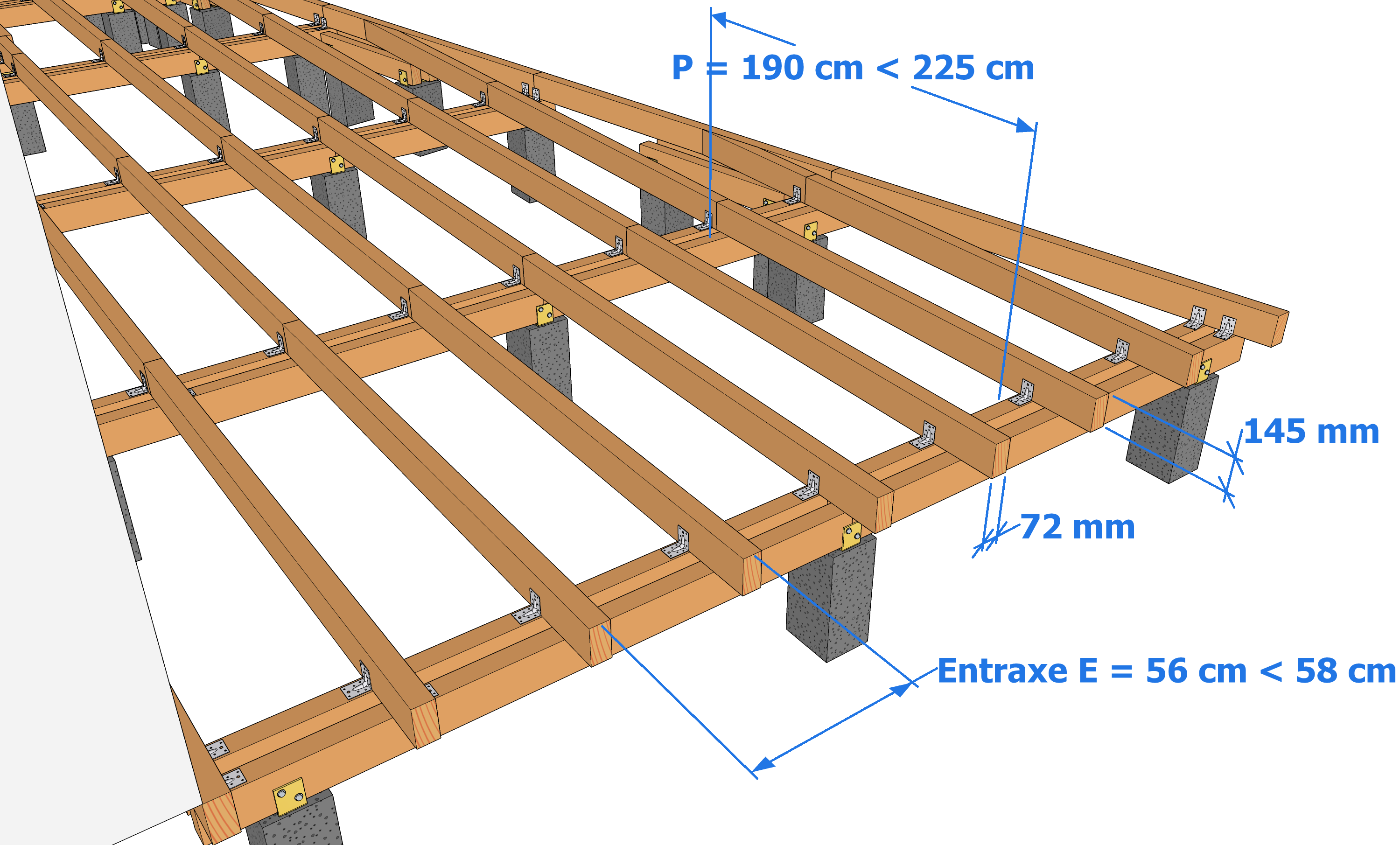Portee Solive Terrasse 145x45