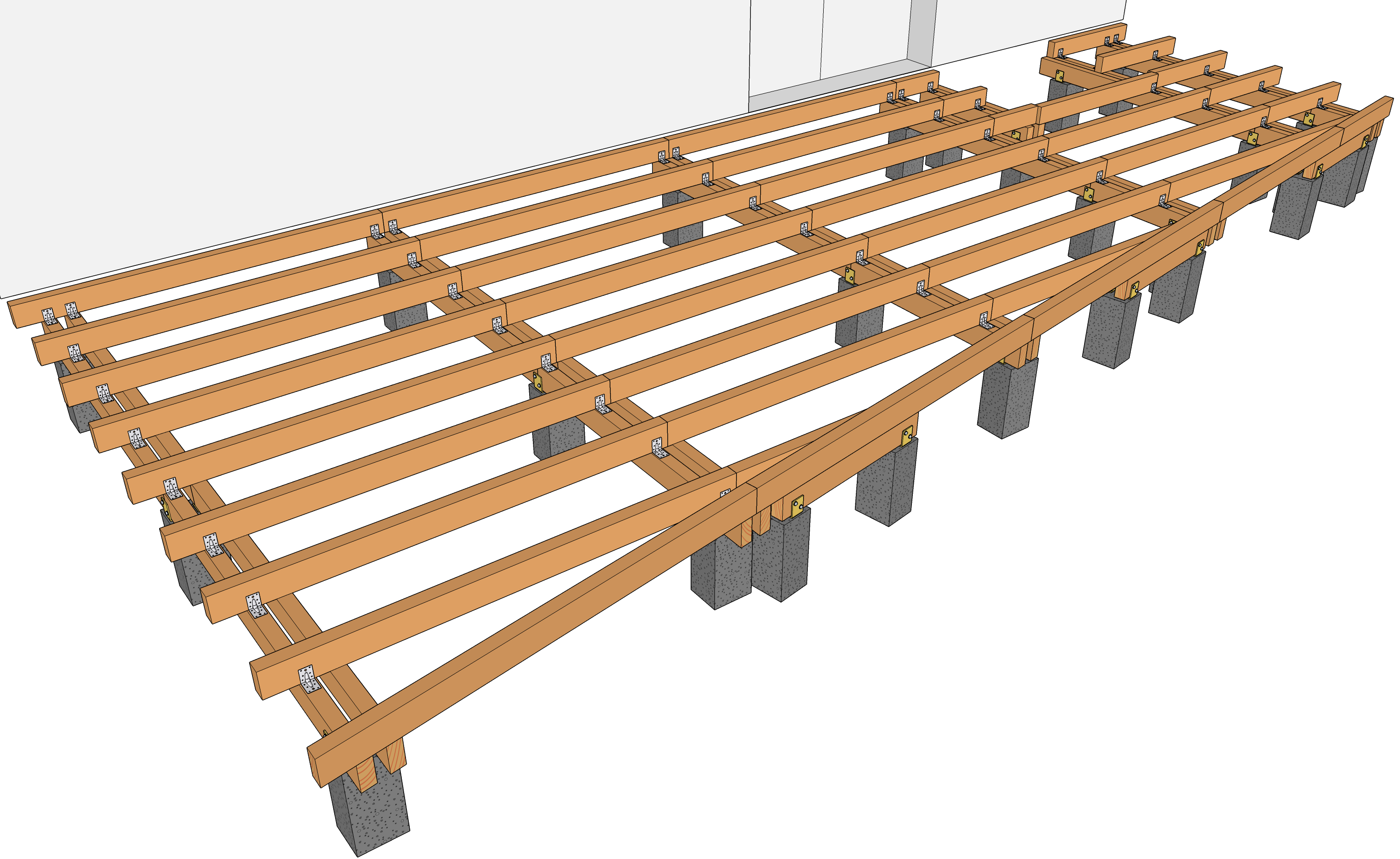 Terrasse en bois sur poutres porteuses sous forme de trapèze (avec — free download