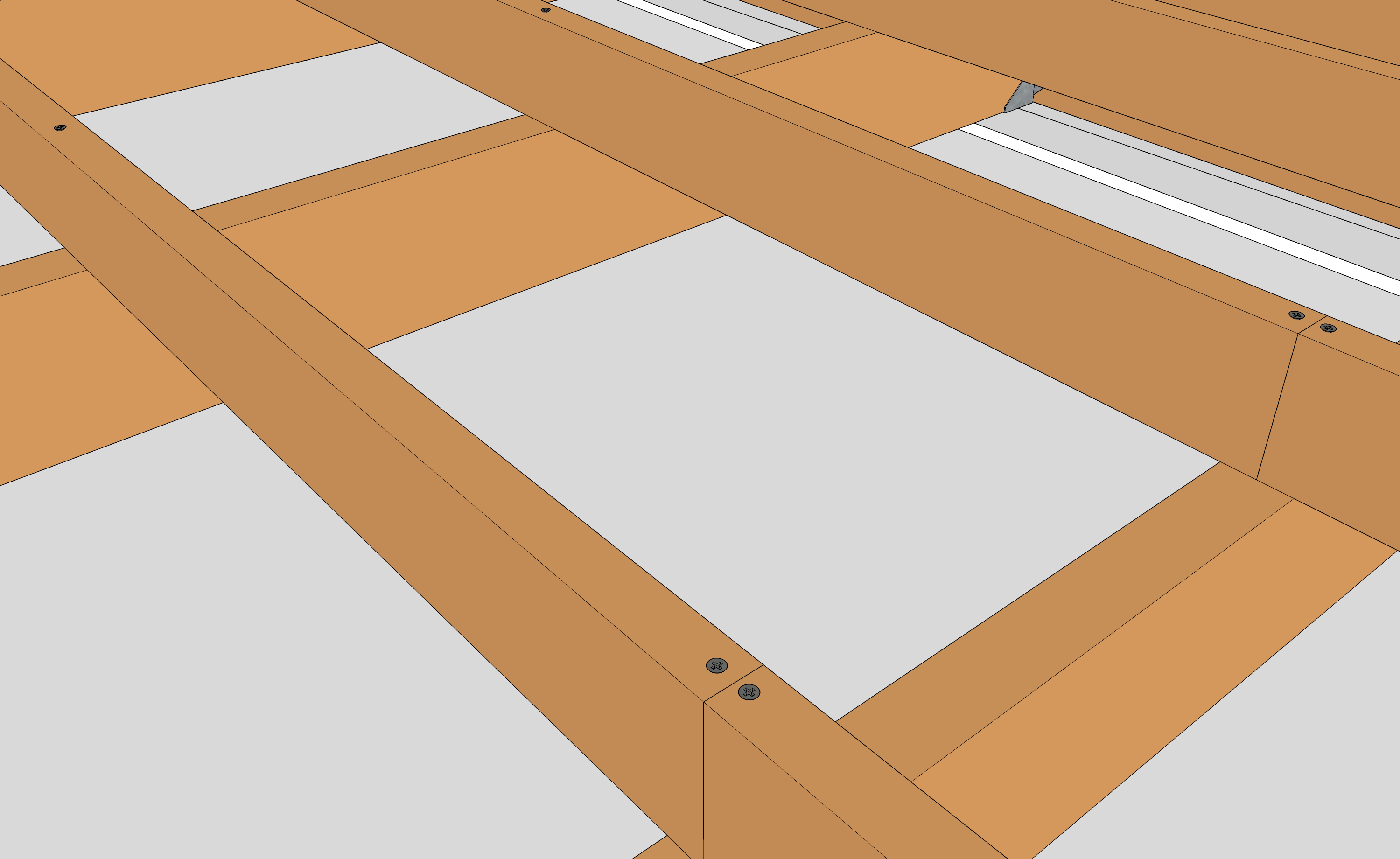 Terrasse en bois sur poutres porteuses avec des bancs et des — free download