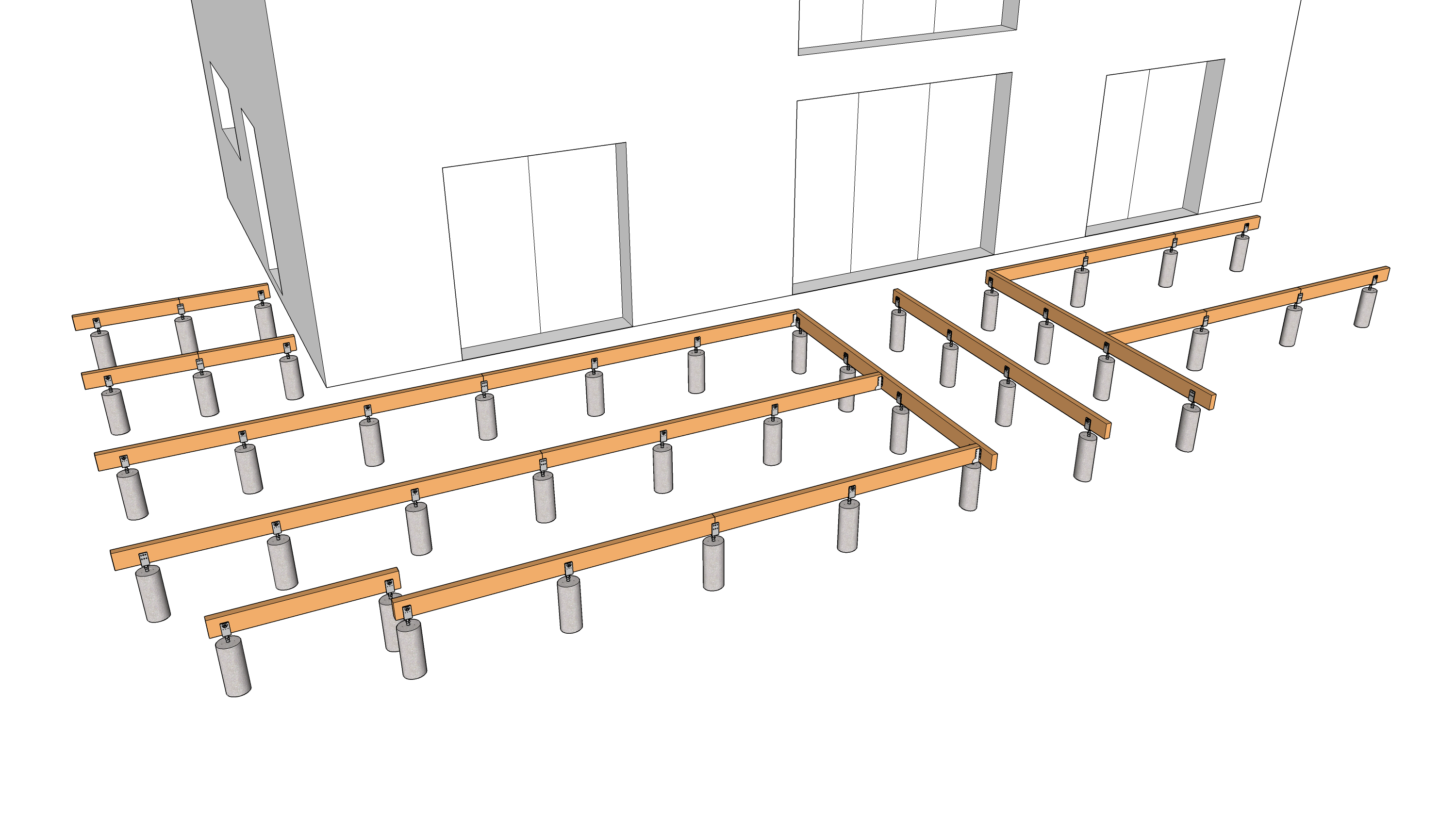 Terrasse en bois en équerre sur poutres porteuses avec un jeu d — free download