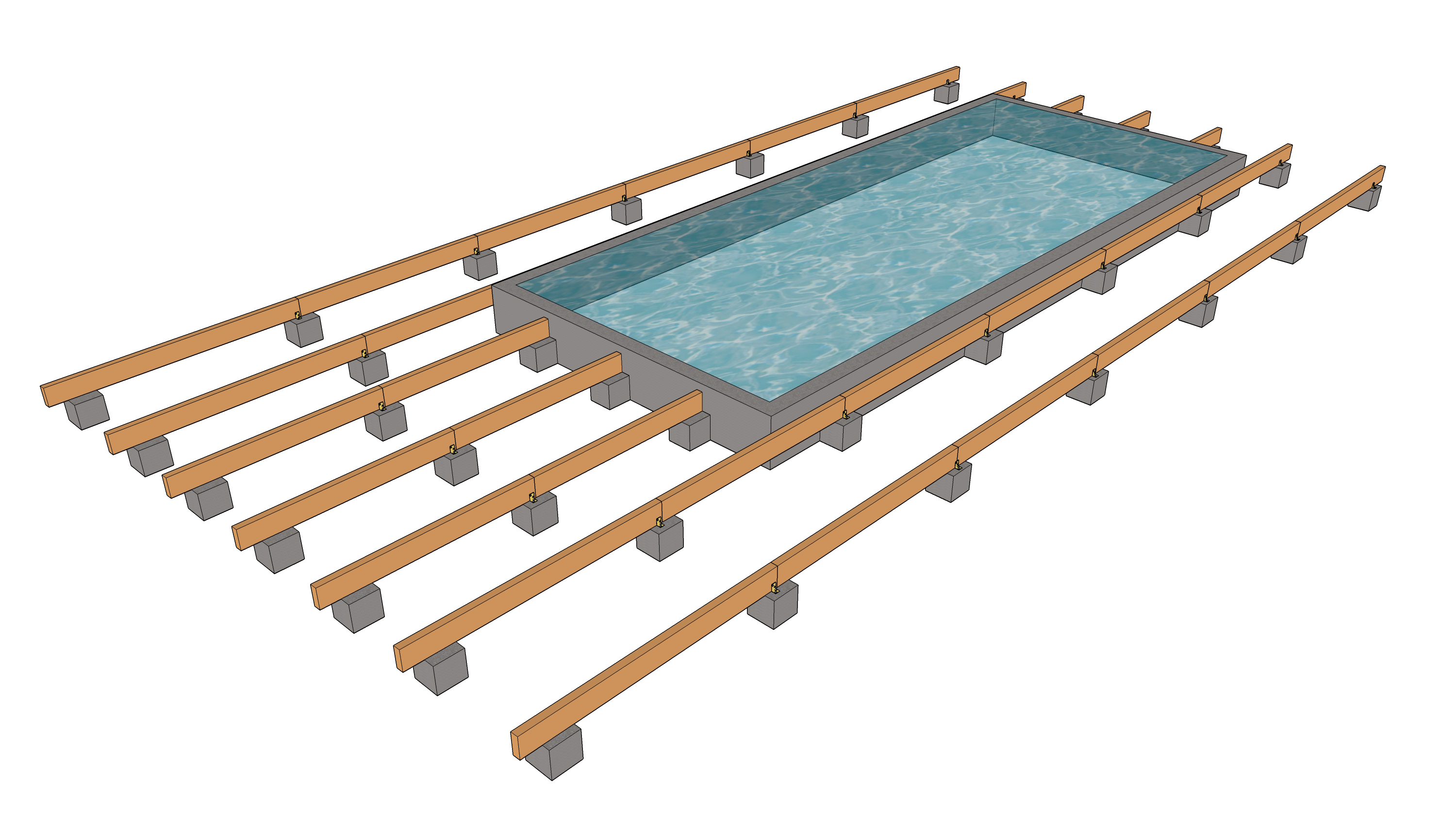 Terrasse bois rectangulaire encadrant une piscine (avec méthode de — free download