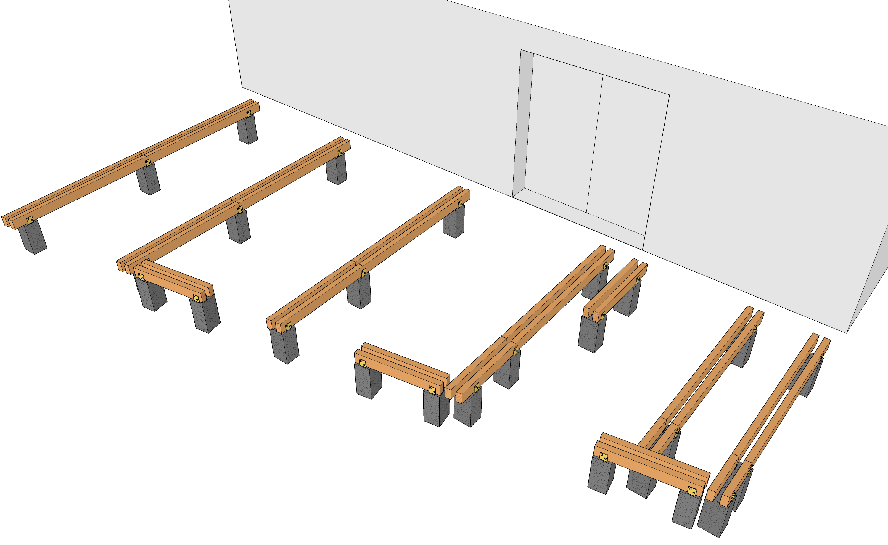 Terrasse en bois sur poutres porteuses sous forme de trapèze (avec — free download