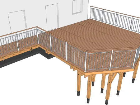 Terrasse en bois sur pilotis pour un mobile home