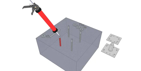 Utilisation des tiges filetées avec scellement chimique 