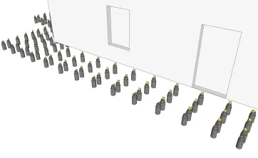 Mise en place des équerres sur les plots en béton 1