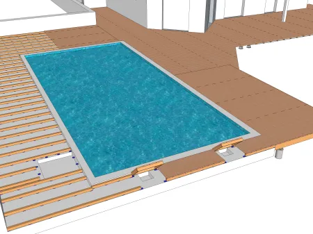 Terrasse en bois sur dalles en béton