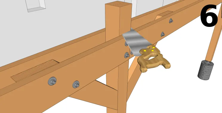 Fixation du reste des poutres porteuses et découpe des poteaux