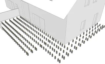 Mise en place des équerres sur les plots en béton 2
