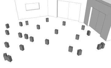 Répartition des plots en béton