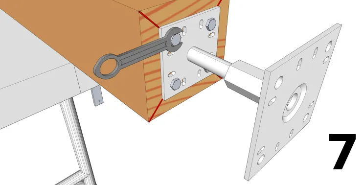 Fixation des pieds de poteau sur les poteaux
