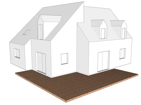 Terrasse en bois rectangulaire sur plots réglables