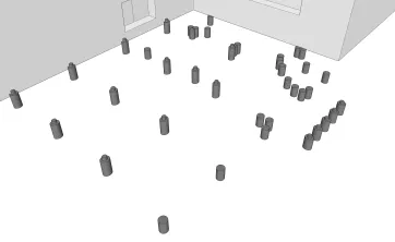 Répartition des plots en béton