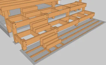 Vue de la structure des marches de l’escalier