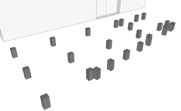 Répartition des plots en béton