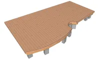Vignette de l'article : Terrasse en bois en courbe sur poutres porteuses