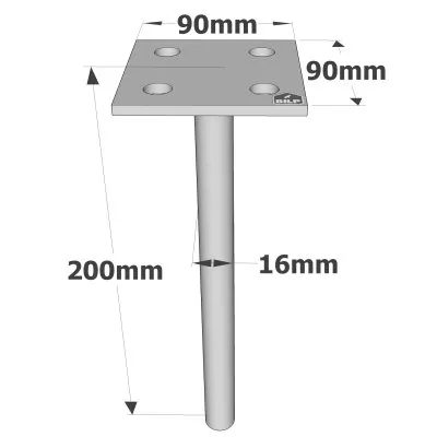 Pieds de poteau à sceller simple platine - Réf. PPSP90