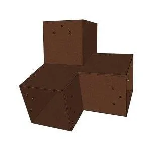 Connecteur SUNDIY pente 20° Corten RAL 8011 - 120mm à 3 directions - Forme L1