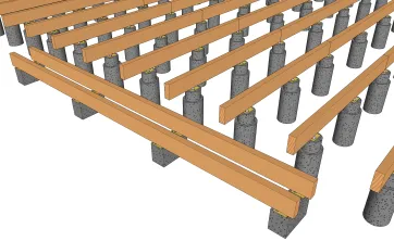 Fixation des lambourdes formant la structure de l’escalier