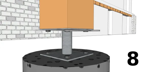 Fixer les poteaux sur les pieds de poteau