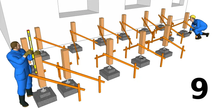 Vérification de la verticalité des poteaux