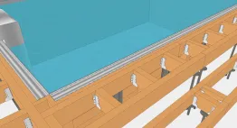 Fixation de la poutre muralière sur la piscine