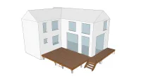 Vignette de l'article : Terrasse en bois sur poutres porteuses et dalle en béton avec escalier