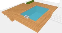Vignette de l'article : Terrasse bois autour d'une piscine en bois rectangulaire sur vis de fondation
