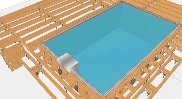 La liaison de la piscine avec la terrasse