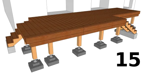 La terrasse en bois terminée et bien de niveau