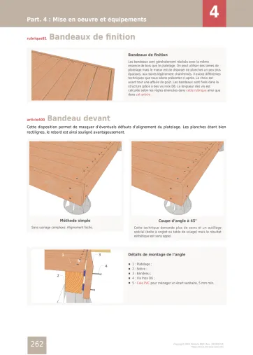 Extrait de la rubrique mise en œuvre et équipements