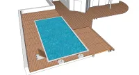 Vignette de l'article : Terrasse en bois avec une structure hybride autour d'une piscine rectangulaire