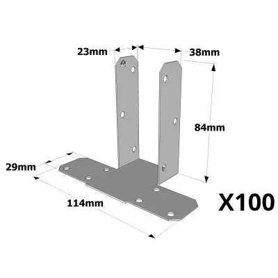 Pied de fermette à plat T38 - Réf. PFA38_100