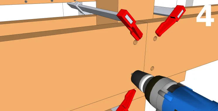 Perçage de l’emplacement des éléments de fixation sur les poutres