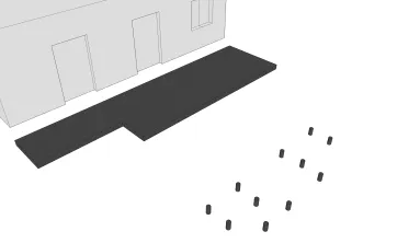 Réalisation des plots en béton et aplanissement de la dalle en béton