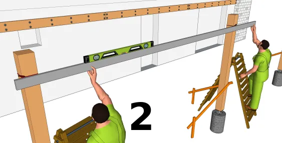 Repérer la position de la poutre sur l’autre poteau