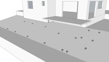 La répartition des plots en béton