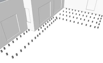 Répartition des plots en béton