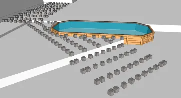 Répartition des plots en béton 1