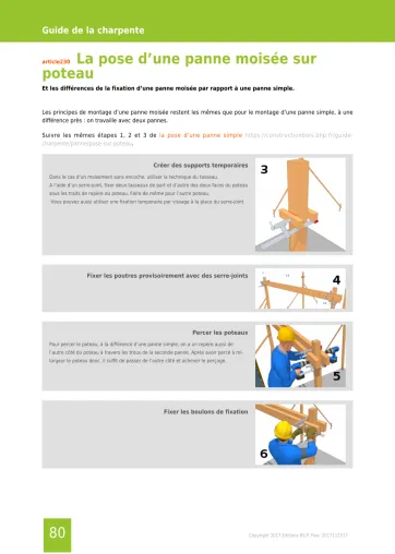 Extrait de la rubrique la pose d’une panne moisée sur poteau