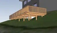 Vignette de l'article : Terrasse sur pilotis : platelage perpendiculaire à la façade