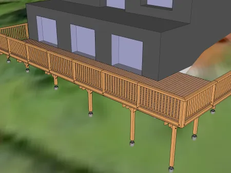 Terrasse bois sur pilotis sur terrain pentu