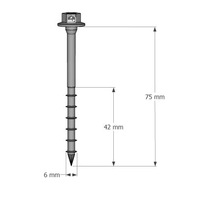 Vis connecteurs acier sur bois, SSH6.0X75 - Réf. 75131