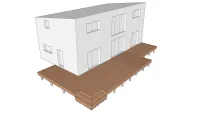 Vignette de l'article : Terrasse en bois en équerre sur poutres porteuses avec un jeu d'escalier