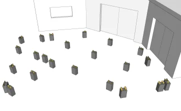 Fixation des équerres sur les plots en béton
