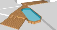 Vignette de l'article : Terrasse en bois sur plots béton pour piscine bois, sur plusieurs niveaux