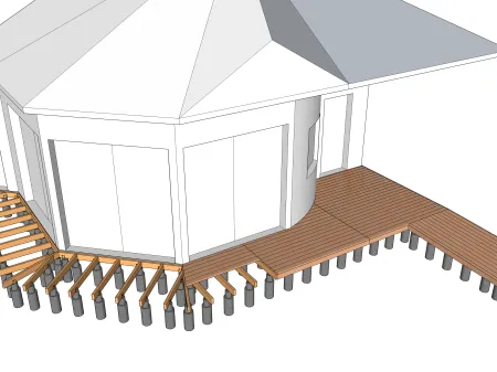 Terrasse en bois sur plots maçonnés