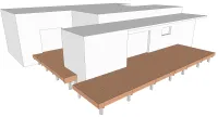 Vignette de l'article : Terrasse bois en deux blocs sur poutres porteuses