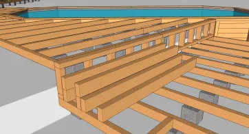 La réalisation des marches de l’escalier et des lambourdes pour la fixation des bandeaux de finition